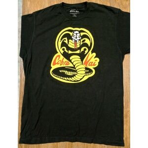 Cobra Kai Karate Kid Snake Logo‎ Black Short Sleeve Cotton Men's Large